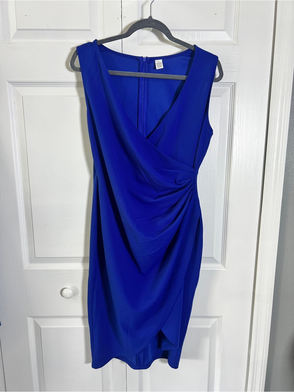 Sleeveless Draped Midi Dress in Cobalt Blue